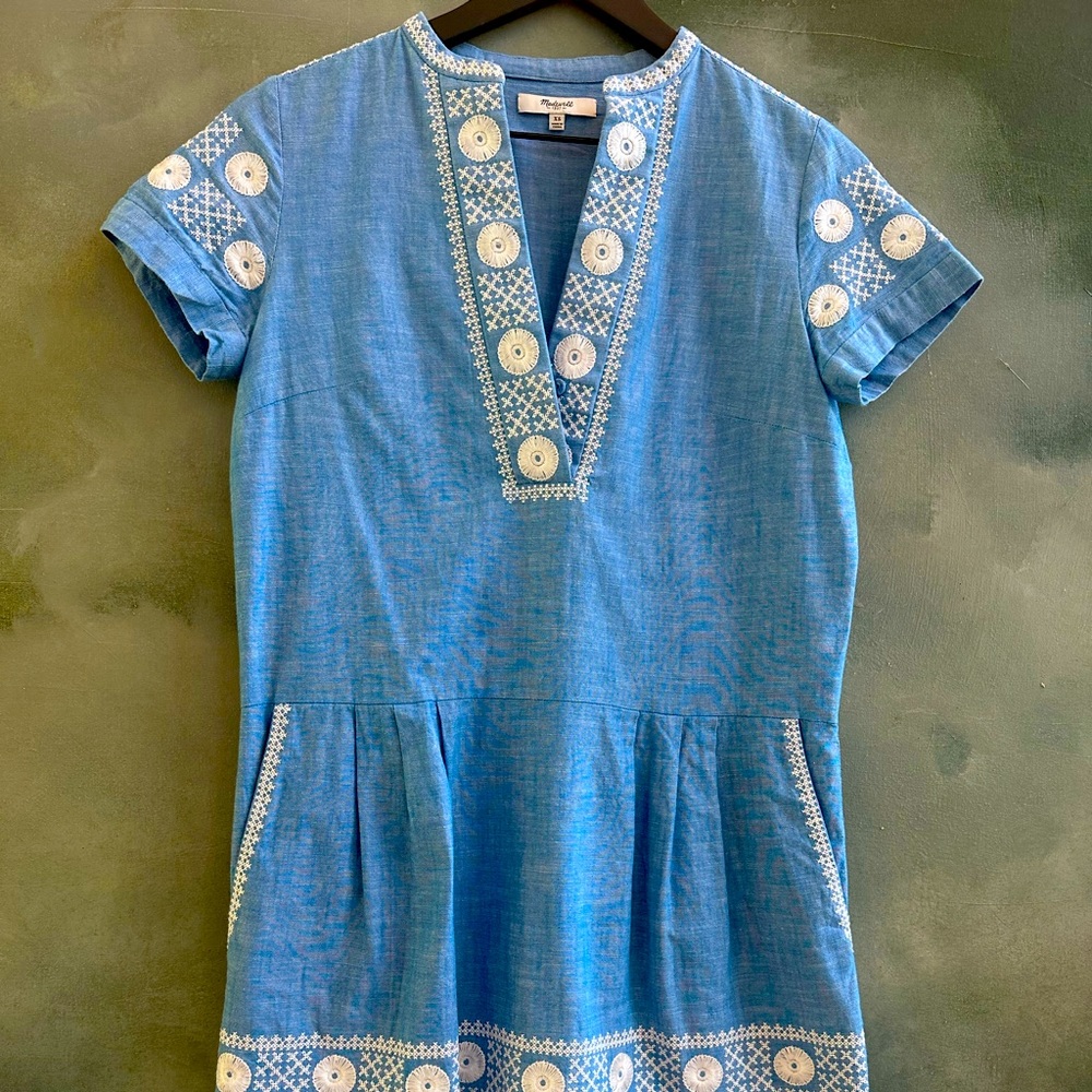 Madewell dress- hand embroidery- size xs